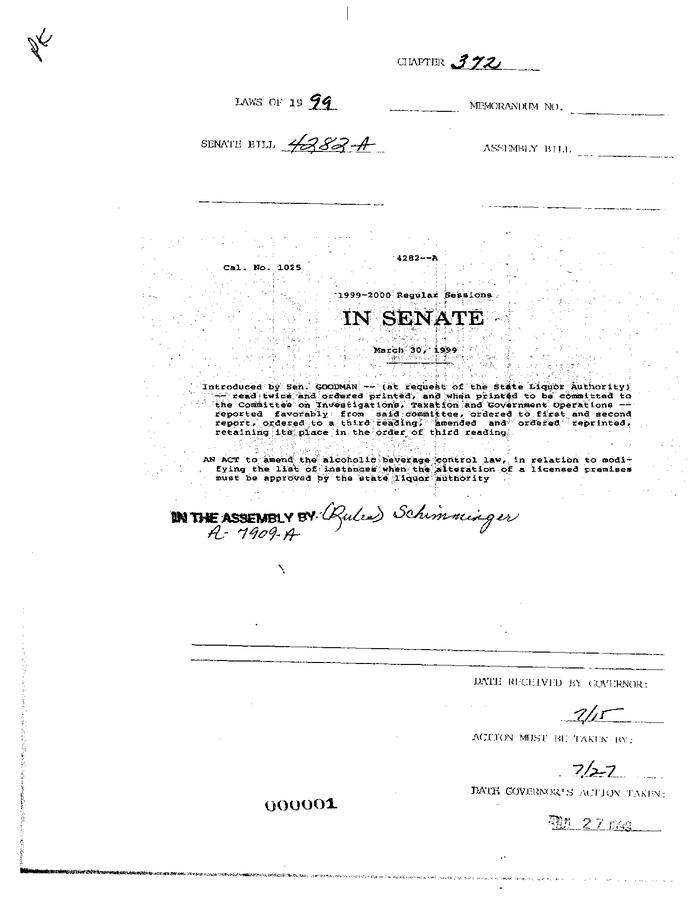 NYS Bill and Veto Jackets: 1999, Chapter 372