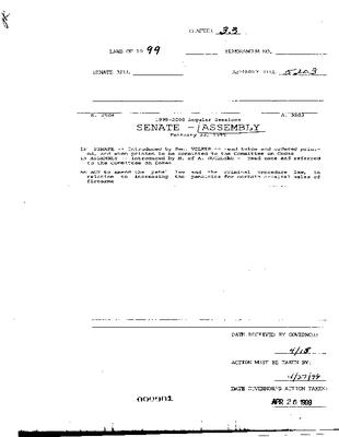 NYS Bill and Veto Jackets: 1999, Chapter 33