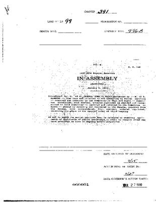 NYS Bill and Veto Jackets: 1999, Chapter 391