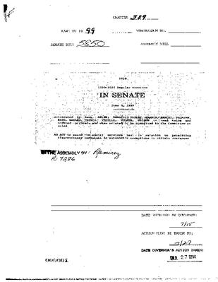 NYS Bill and Veto Jackets: 1999, Chapter 389