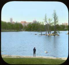 Lake in Central Park, showing American Museum of Nat. Hist. in New York City