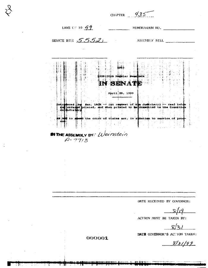 NYS Bill and Veto Jackets: 1999 Chapter 435