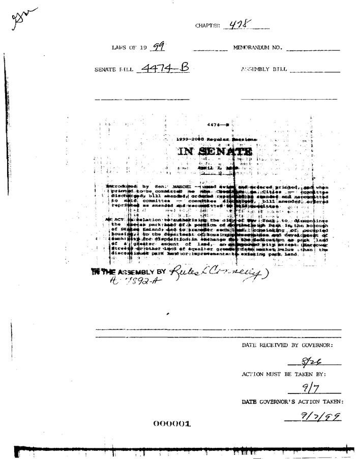 NYS Bill and Veto Jackets: 1999, Chapter 478