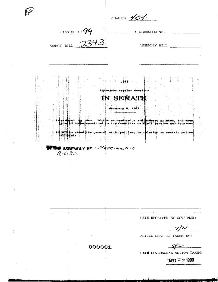 NYS Bill and Veto Jackets: 1999, Chapter 404