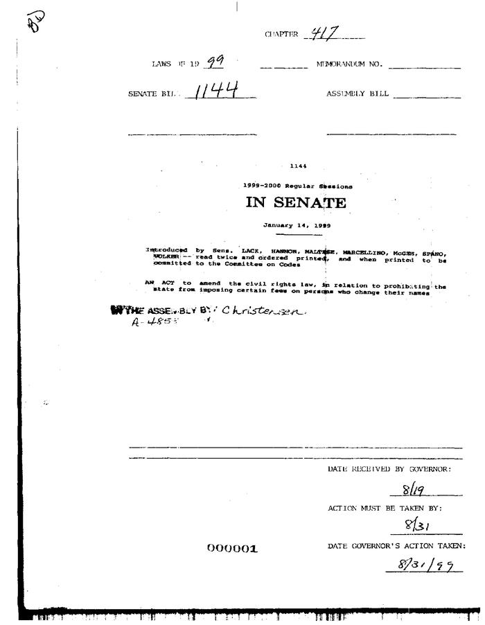 NYS Bill and Veto Jackets: 1999, Chapter 417