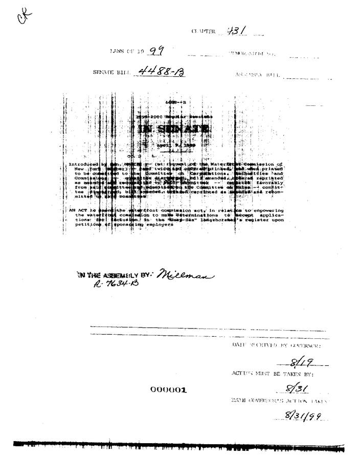 NYS Bill and Veto Jackets: 1999, Chapter 431