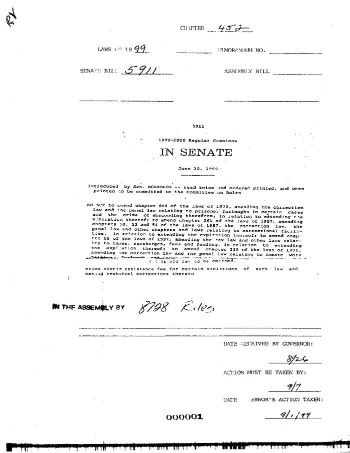 NYS Bill and Veto Jackets: 1999, Chapter 452