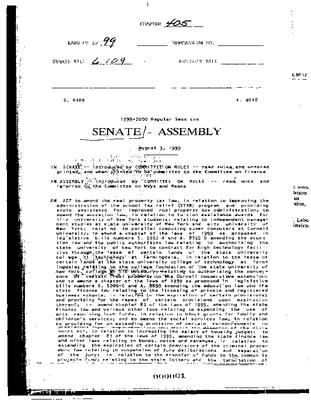 NYS Bill and Veto Jackets: 1999, Chapter 405