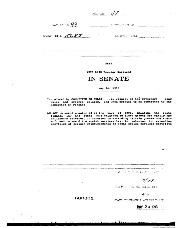 NYS Bill and Veto Jackets: 1999 Chapter 48
