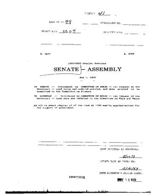 NYS Bill and Veto Jackets: 1999, Chapter 41