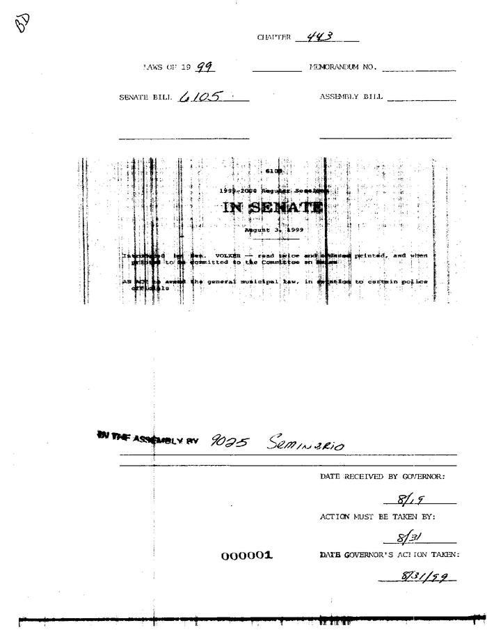 NYS Bill and Veto Jackets: 1999, Chapter 443