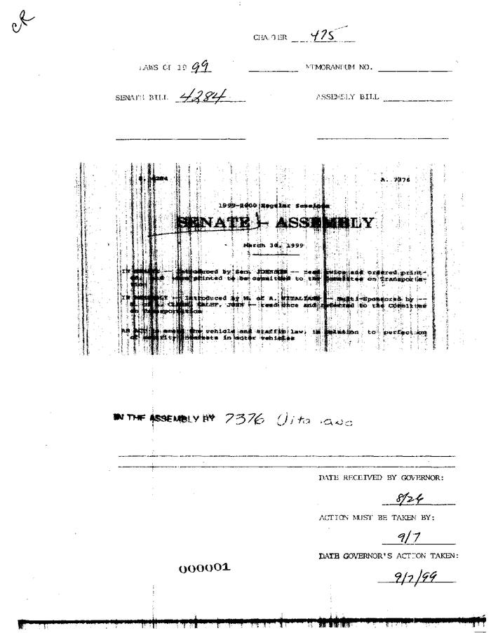 NYS Bill and Veto Jackets: 1999, Chapter 475