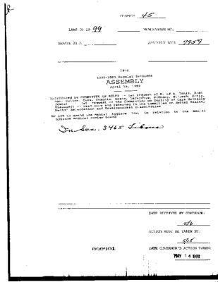 NYS Bill and Veto Jackets: 1999, Chapter 45