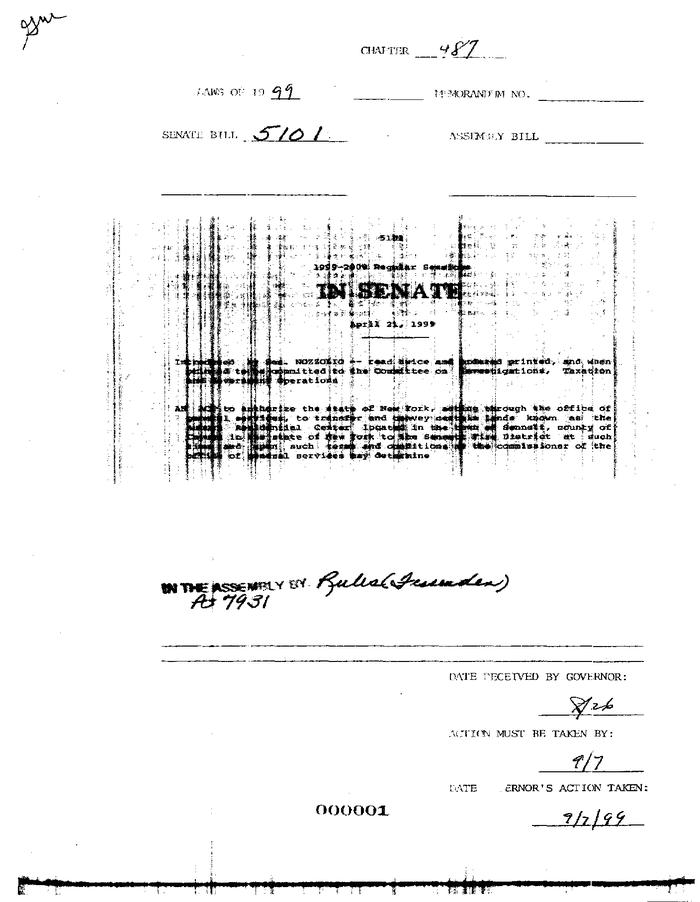 NYS Bill and Veto Jackets: 1999, Chapter 487