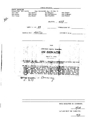 NYS Bill and Veto Jackets: 1999, Chapter 479