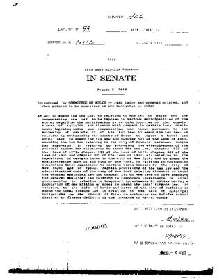 NYS Bill and Veto Jackets: 1999, Chapter 406