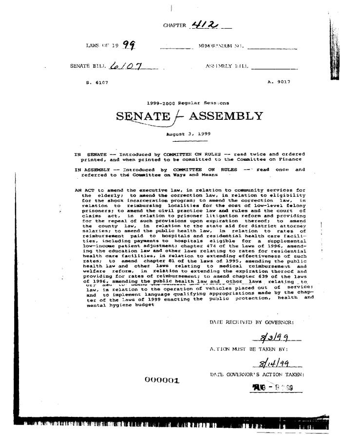 NYS Bill and Veto Jackets: 1999, Chapter 412