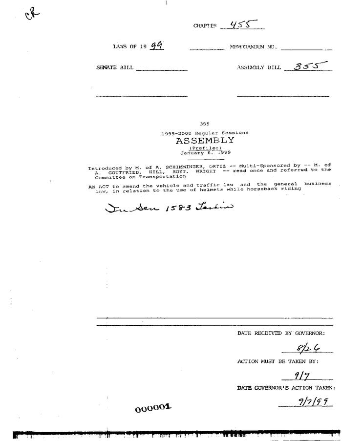 NYS Bill and Veto Jackets: 1999, Chapter 455