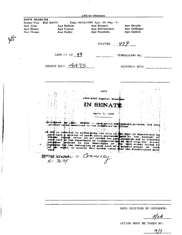 NYS Bill and Veto Jackets: 1999, Chapter 479