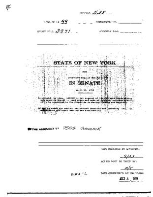 NYS Bill and Veto Jackets: 1999, Chapter 538