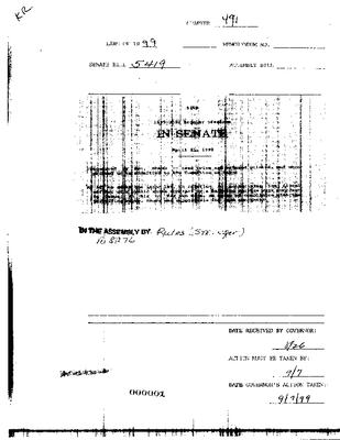 NYS Bill and Veto Jackets: 1999, Chapter 491