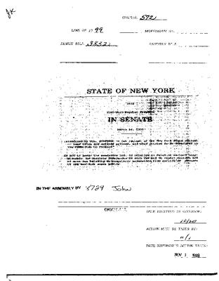 NYS Bill and Veto Jackets: 1999, Chapter 572