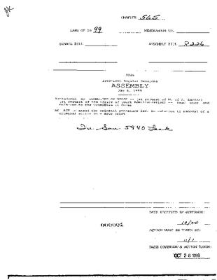 NYS Bill and Veto Jackets: 1999, Chapter 