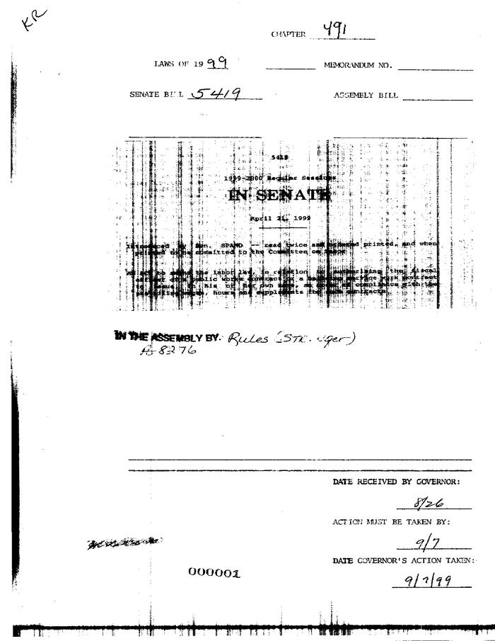 NYS Bill and Veto Jackets: 1999, Chapter 491