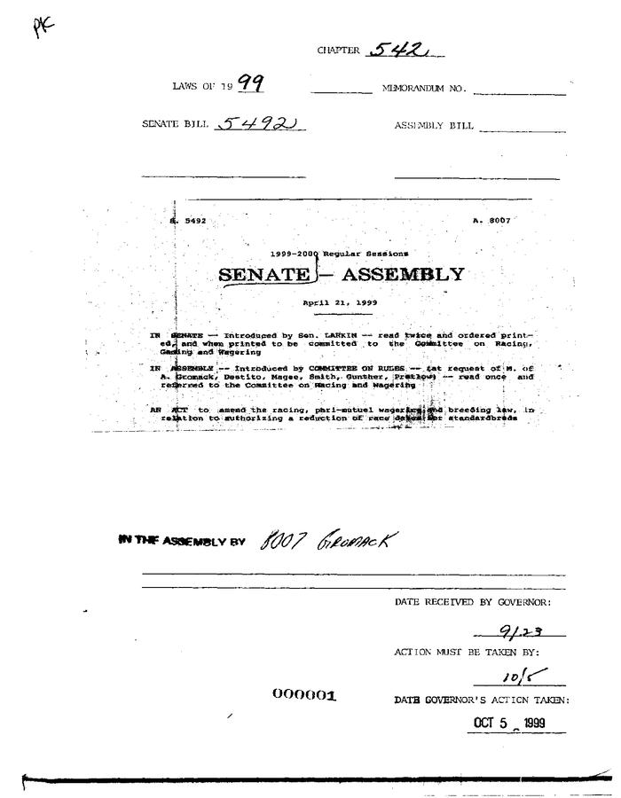 NYS Bill and Veto Jackets: 1999, Chapter 542
