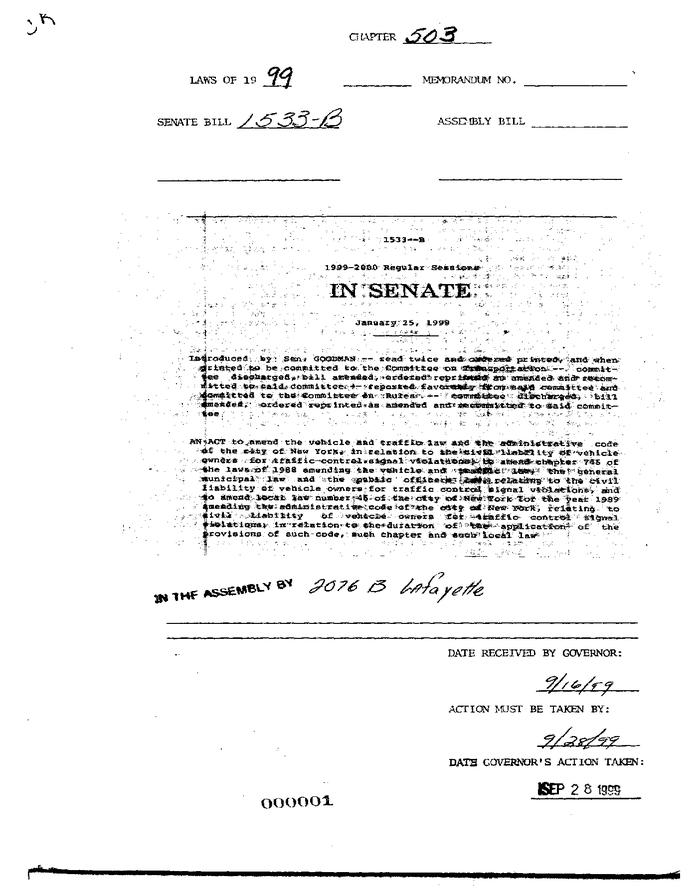 NYS Bill and Veto Jackets:  1999, Chapter 503