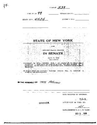 NYS Bill and Veto Jackets: 1999, Chapter 539