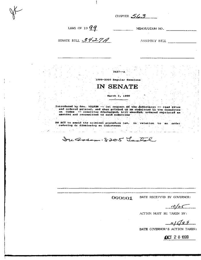 NYS Bill and Veto Jackets: 1999, Chapter 563