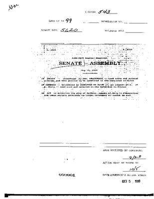 NYS Bill and Veto Jackets: 1999, Chapter 543