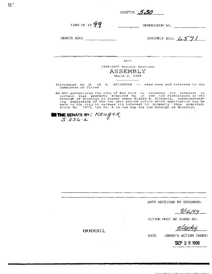 NYS Bill and Veto Jackets: 1999, Chapter 530