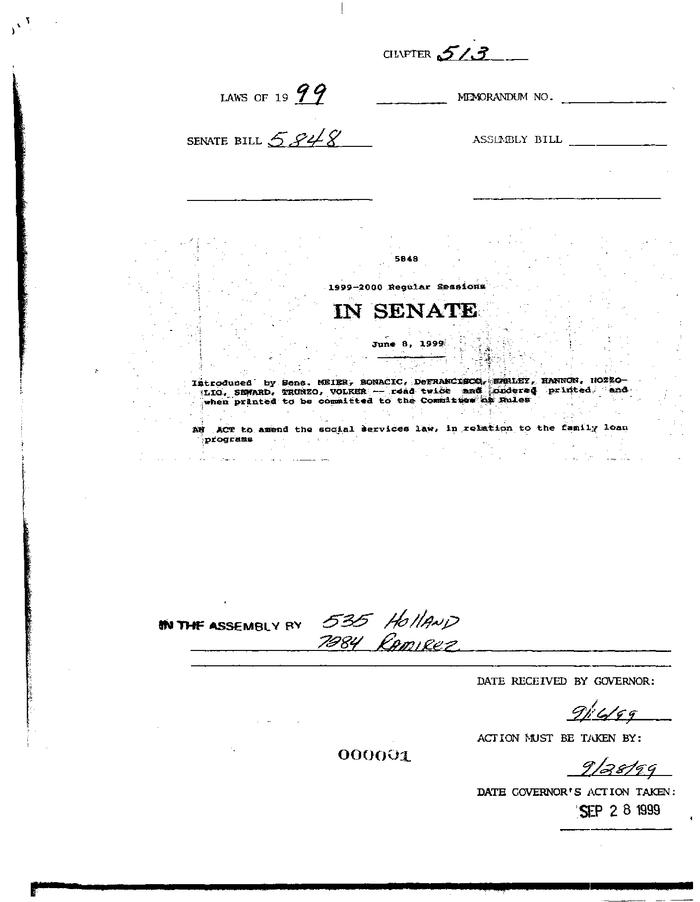 NYS Bill and Veto Jackets: 1999, Chapter 513