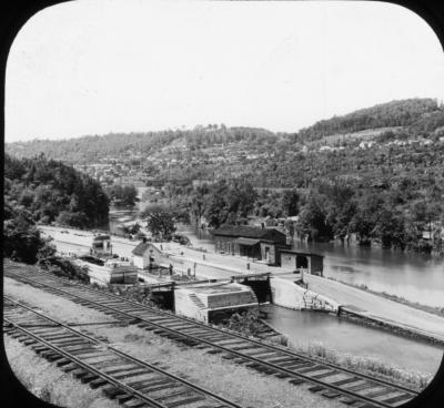 Canal locks and river at Little Falls