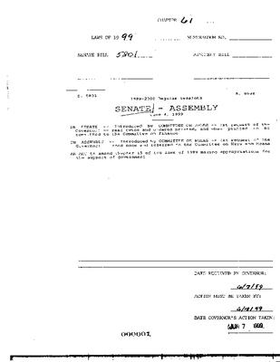 NYS Bill and Veto Jackets: 1999, Chapter 61
