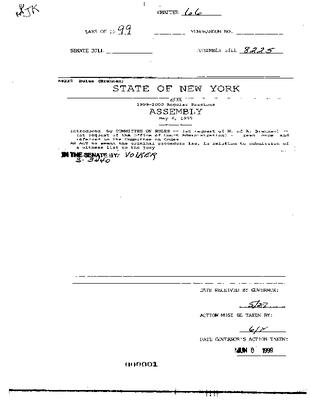 NYS Bill and Veto Jackets: 1999 Chapter 66