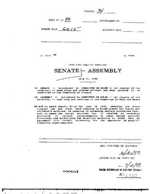 NYS Bill and Veto Jackets: 1999, Chapter 74