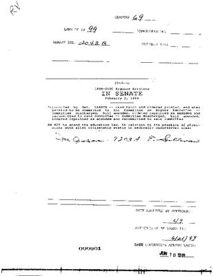 NYS Bill and Veto Jackets: 1999, Chapter 69