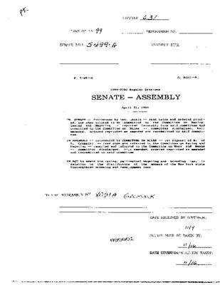 NYS Bill and Veto Jackets: 1999, Chapter 631