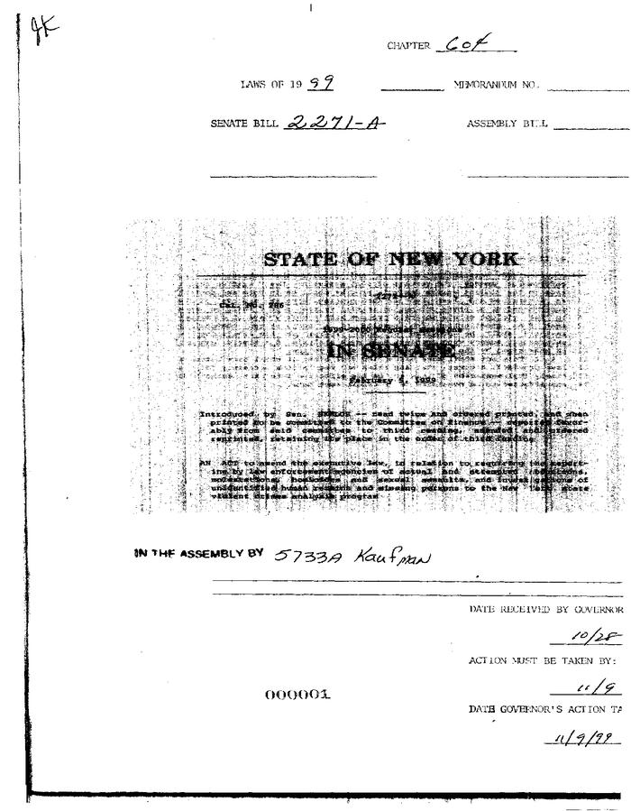 NYS Bill and Veto Jackets: 1999, Chapter 604