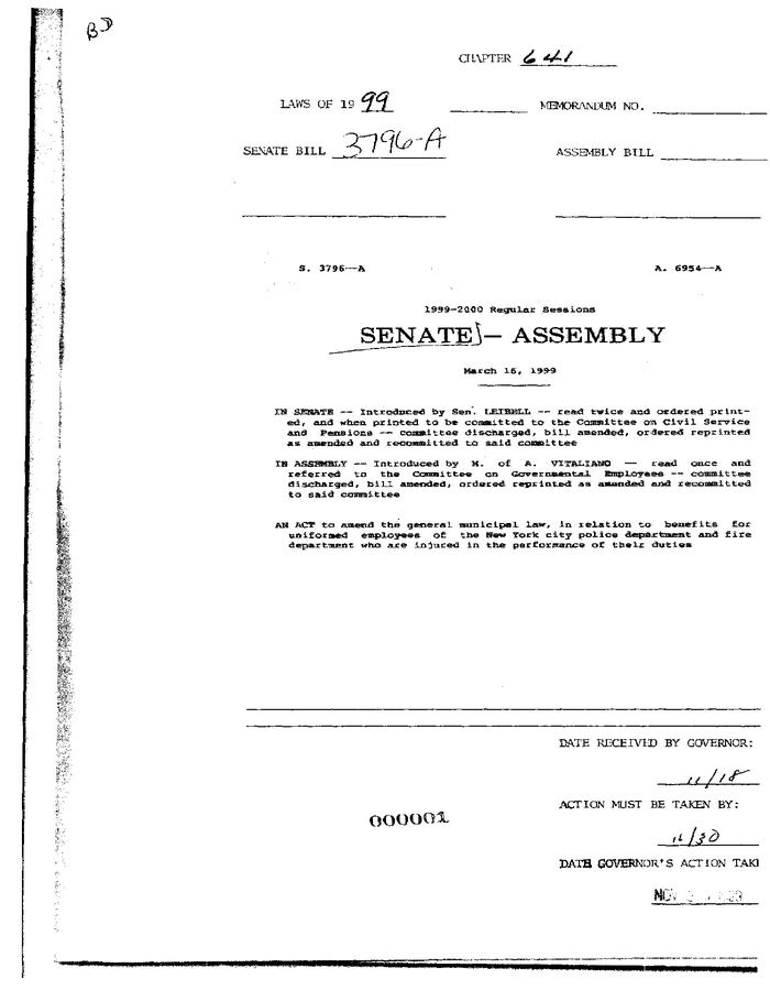 NYS Bill and Veto Jackets: 1999, Chapter 641