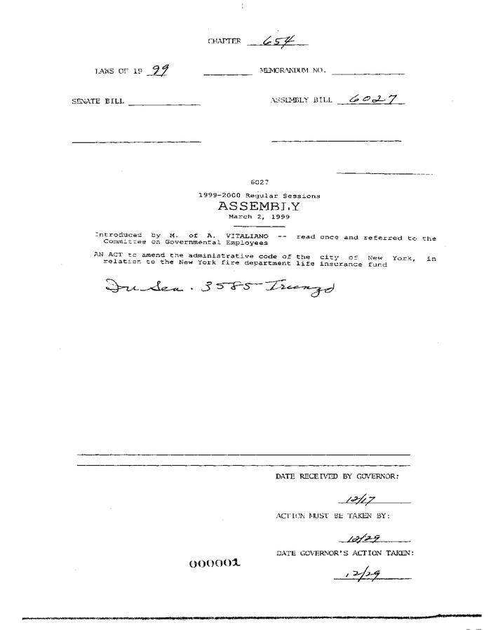 NYS Bill and Veto Jackets: 1999, Chapter 654