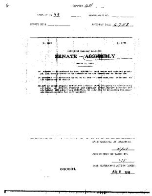NYS Bill and Veto Jackets: 1999, Chapter 65
