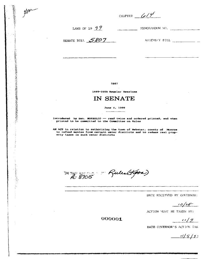 NYS Bill and Veto Jackets: 1999, Chapter 614