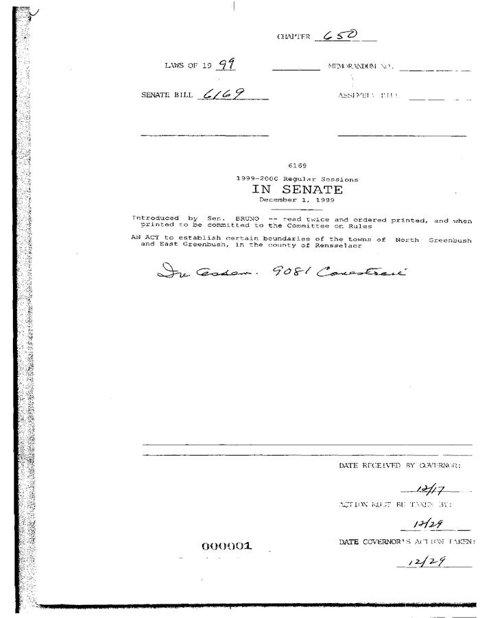 NYS Bill and Veto Jackets: 1999, Chapter 650