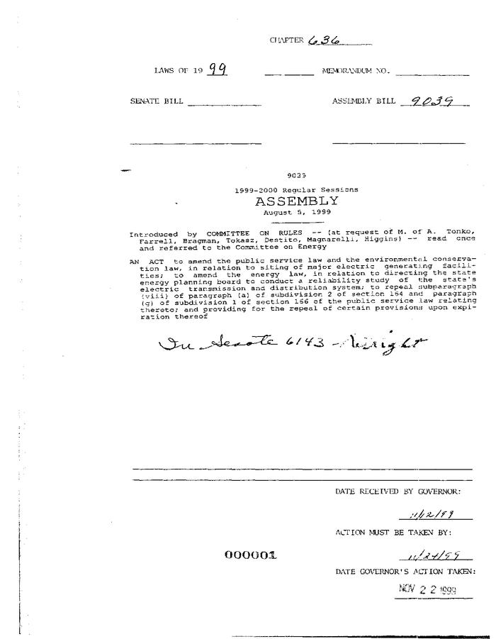 NYS Bill and Veto Jackets: 1999 Chapter 636
