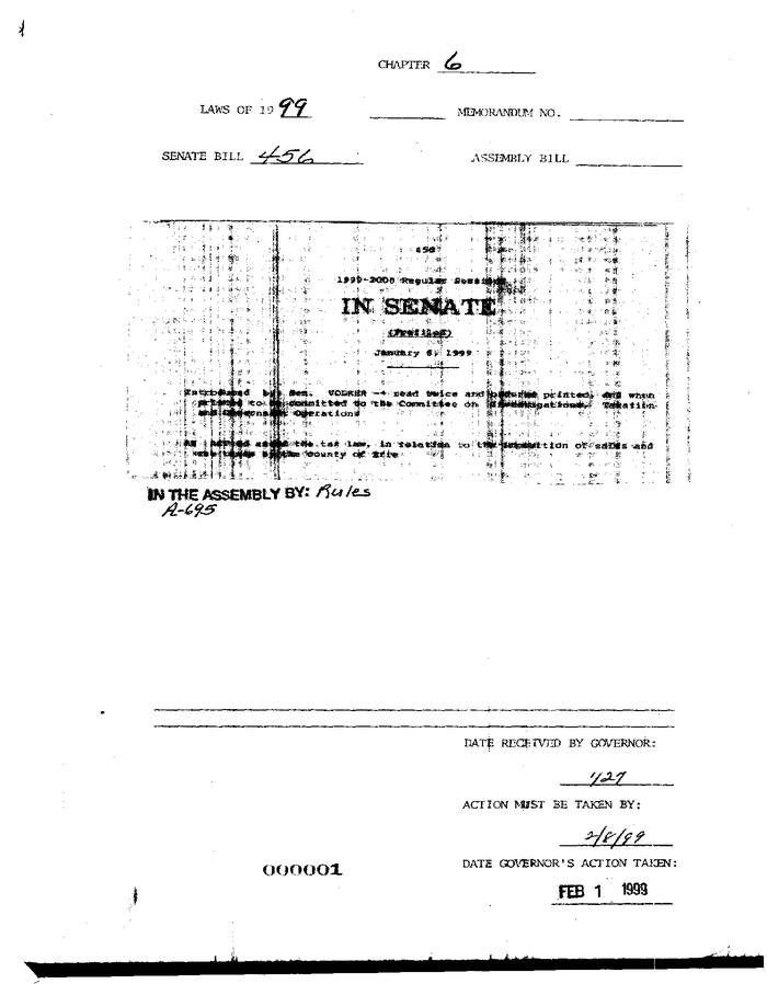 NYS Bill and Veto Jackets: 1999, Chapter 6