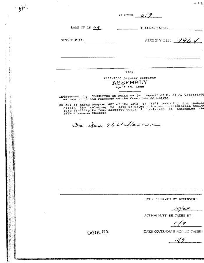 NYS Bill and Veto Jackets: 1999, Chapter 619